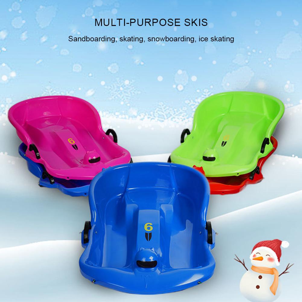 Plastic Snow Sled Snow Speeder Sled With Pull Rope Kid Downhill Sprinter Toboggan Snow Sled Solid Snow Sled for Winter Sport