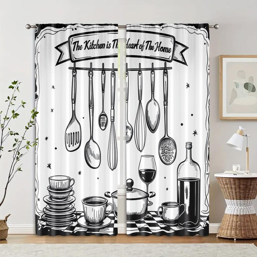 2pcs, Curtain Set Classic Plaid Machine Washable Fabric (without Rod) All Seasons Ldeal for Living Room, Bedroom, Kitchen,