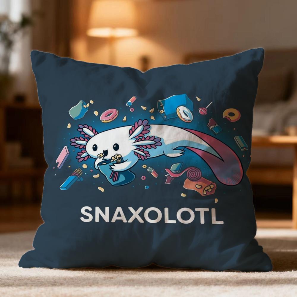 Hot A-AAxolotl Cushion Cover Soft Washable Pillow Case Multi-Scene for Couch Bed Travel Office Use