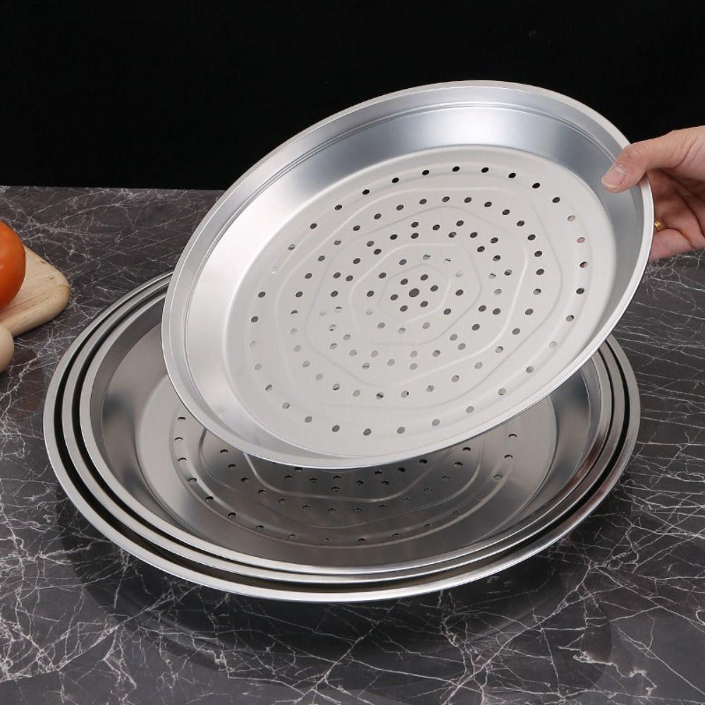 Durable 32-38cm Wok Steaming Tray Thickened Stainless Steel Wok Steamer Plate Round Steamer Kitchen Cooking Accessories