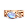 Moonstone Celtic Woven Band Ring - 925 Sterling Silver Rose Gold Vermeil