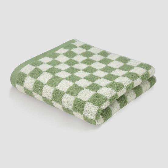 Pure Cotton Hand Towel Plaid Print Lightweight Water Absorbent Decorative Towel Gym Quick-Dry Washcloth