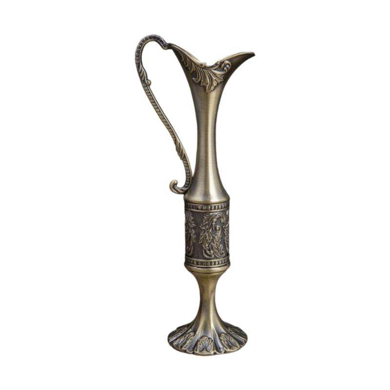 European Engraved Slim Neck Metal Vases Flower Arrangements Container Bud Vases For Home Table Centerpieces Decors