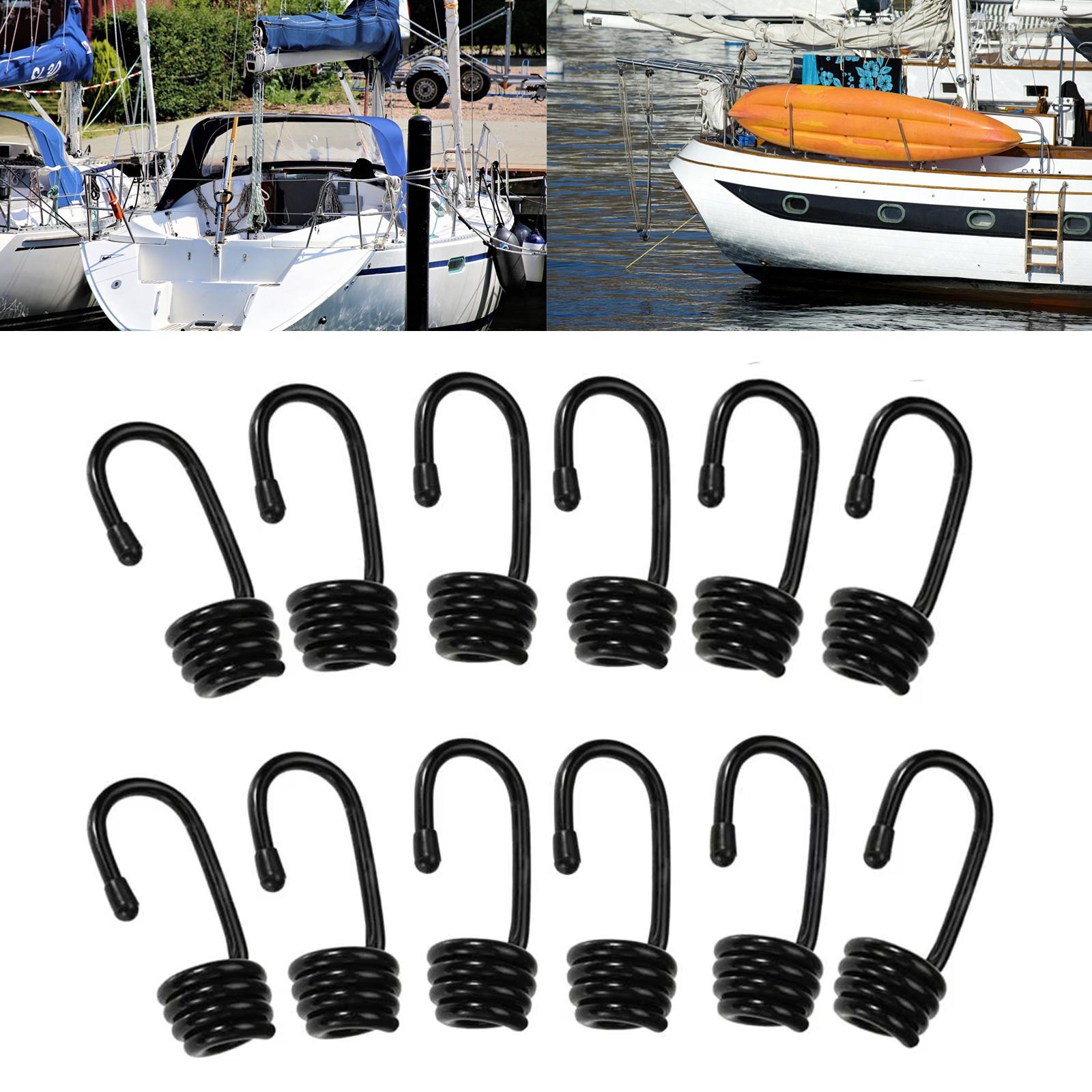 

Set Of 12 Plastic Coated Steel Wire Bungee Hooks For Marine Kayaks & Outdoor Applications Secure Luggage Tie Down Straps