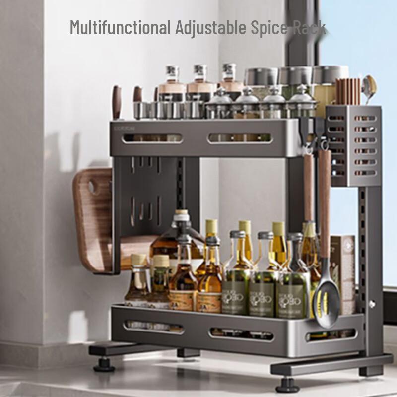 Bieying 2-stöckiges Edelstahl-Küchenregal für die Arbeitsplatte