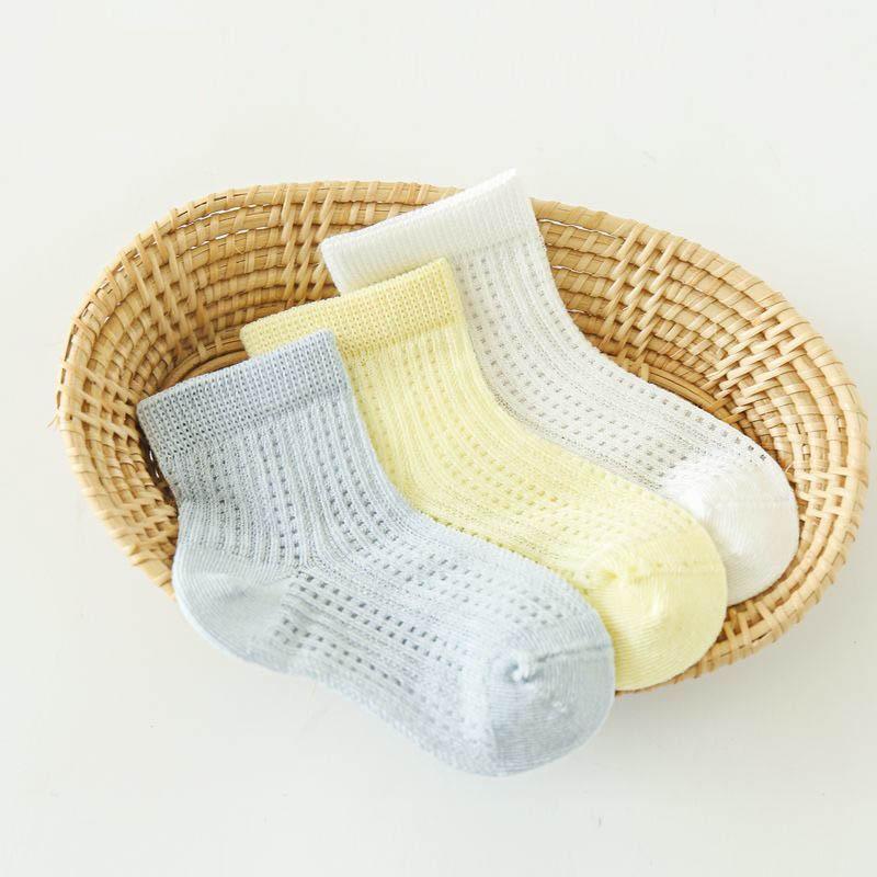 5Pairs/Set Summer Kids Babys Contrast Mesh Socks Solid Infant Girls Mid Tube Cotton Socks Newborn Breathable Socks Toddler Socks
