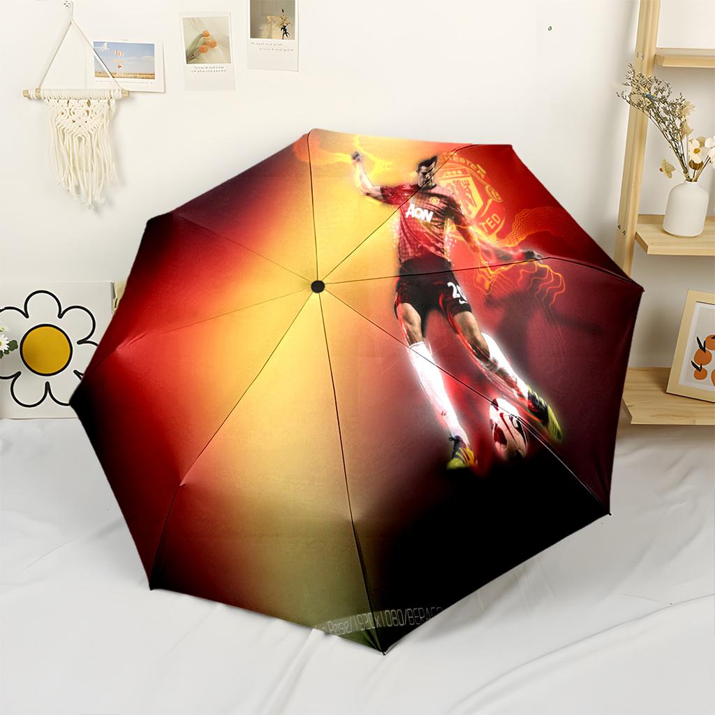 Ronaldo Action Outdoor Automatic Umbrella Compact & Durable 8-Rib Design Lightweight for Women/Men Elegant Umbrella Best for Christmas