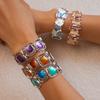 Drip Oil Geometric Elastic Bracelet Retro  Unique Hollow Out Irregular Splicing Women'S Bracelet Jewelry Accessories Gift