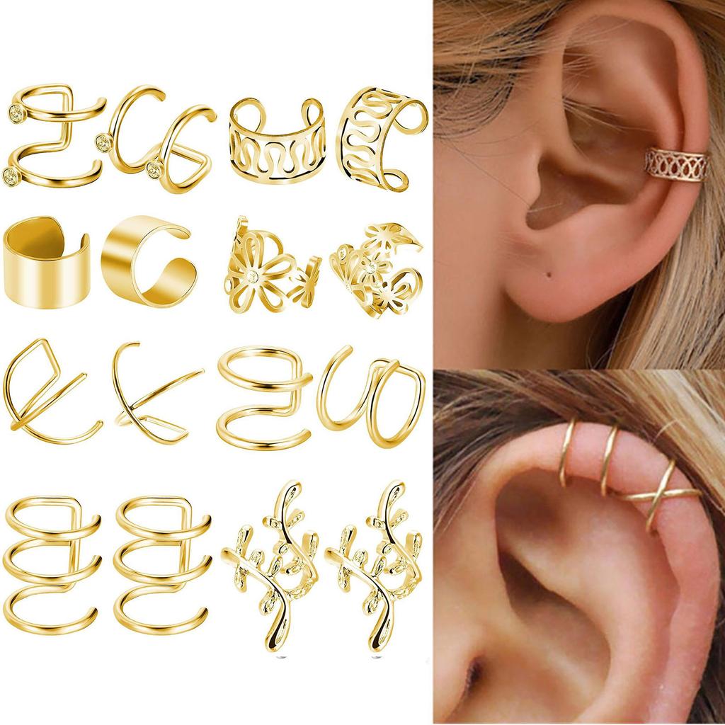 8 Pairs Of C-type Letter Ear Clip Set Without Ear Holes