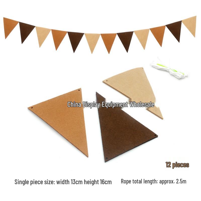Triangle Flag Bunting for Kindergarten Decoration - Children's Room & Birthday Party Decor with Girlish Heart Design