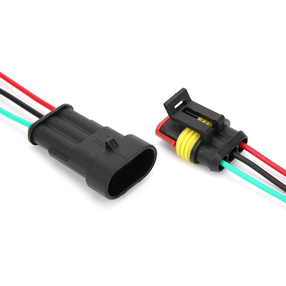 5 Sets 123 Pin Car Waterproof Electrical Connector Plug with Wire Cable3P