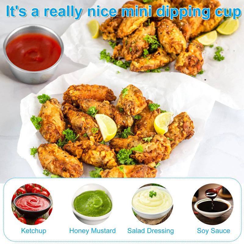 1Pcs Sauce Dipping Bowl Stainless Steel Dipping Cups Sauce Dishes 45/55ml Mini Seasoning Cups for Soy, BBQ, Sushi, Party