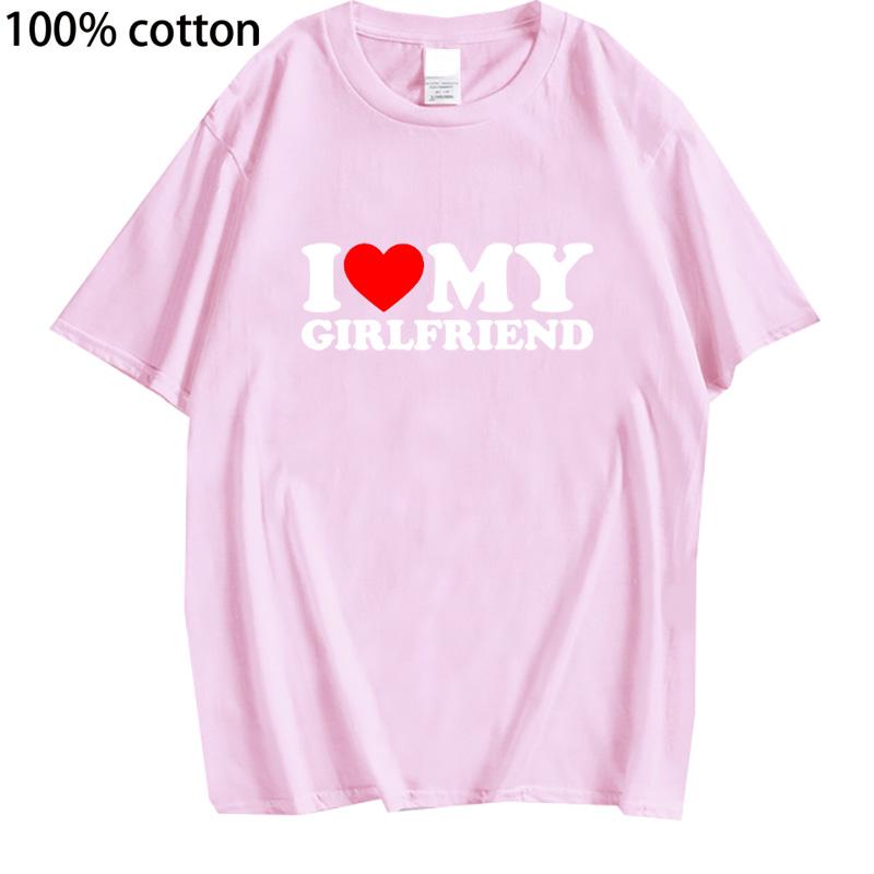 Cotton Tee I Love My Girlfriend I Love My Boyfriend Clothes T Shirt Men So Please Stay Away From Me Funny BF GF Saying Quote Gift Tee Tops