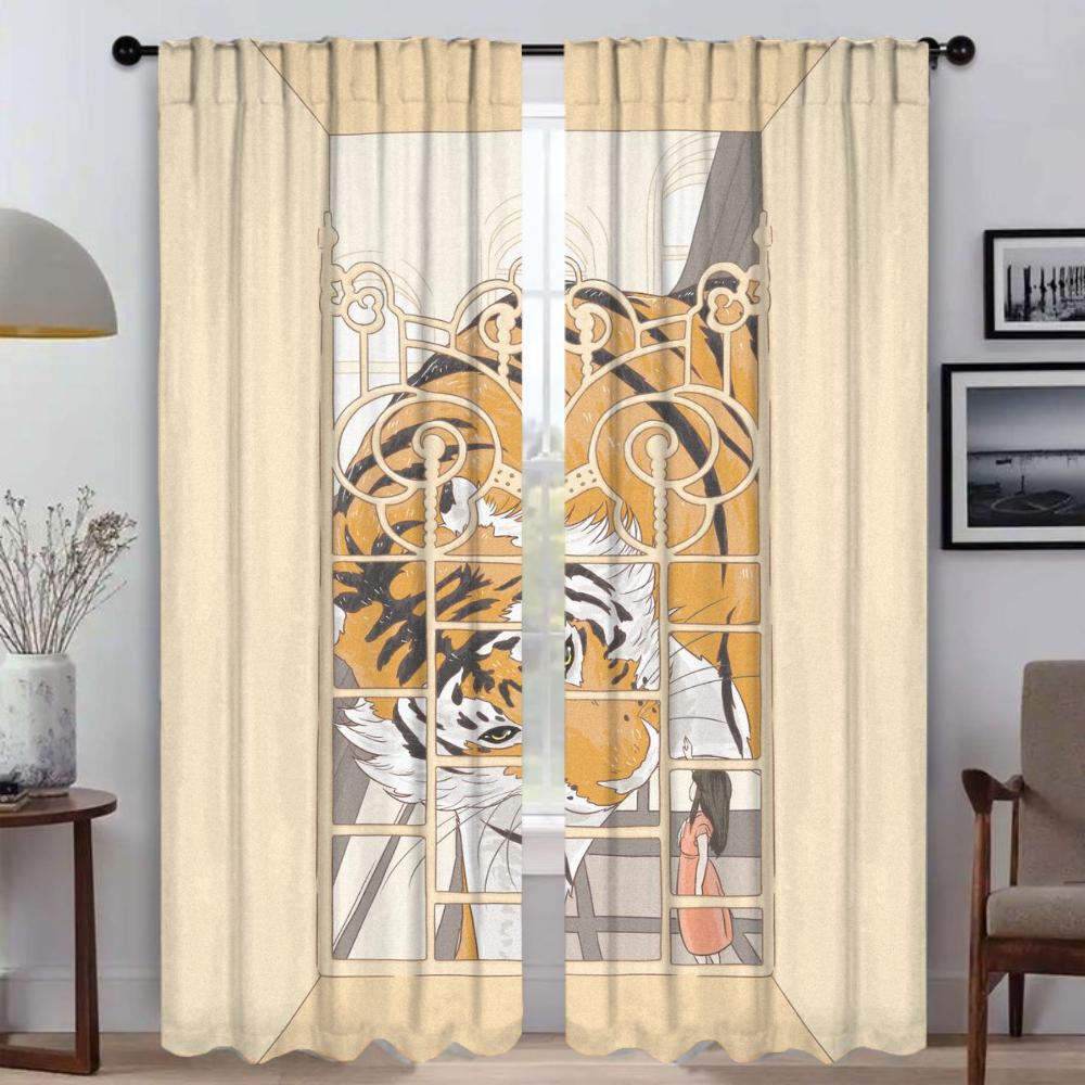 Blackout Curtains for Living Room Curtain Cute Home Interior Curtains 2 Pieces Tulle for Bedroom Partition Shades Kitchen Camera