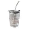 Internet Celebrity Vertical Pattern Bamboo Cup Household High Value Drinking Water Straw Cup Girls Milk Tea Coffee Cup Transparent Glass