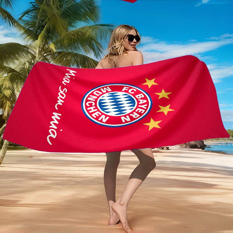 Munich FC Crest Printed Microfiber Beach Towel, Soft And Absorbent, Quick-Dry, Ideal for Summer Travel, Beach Essential, Swimming Pool