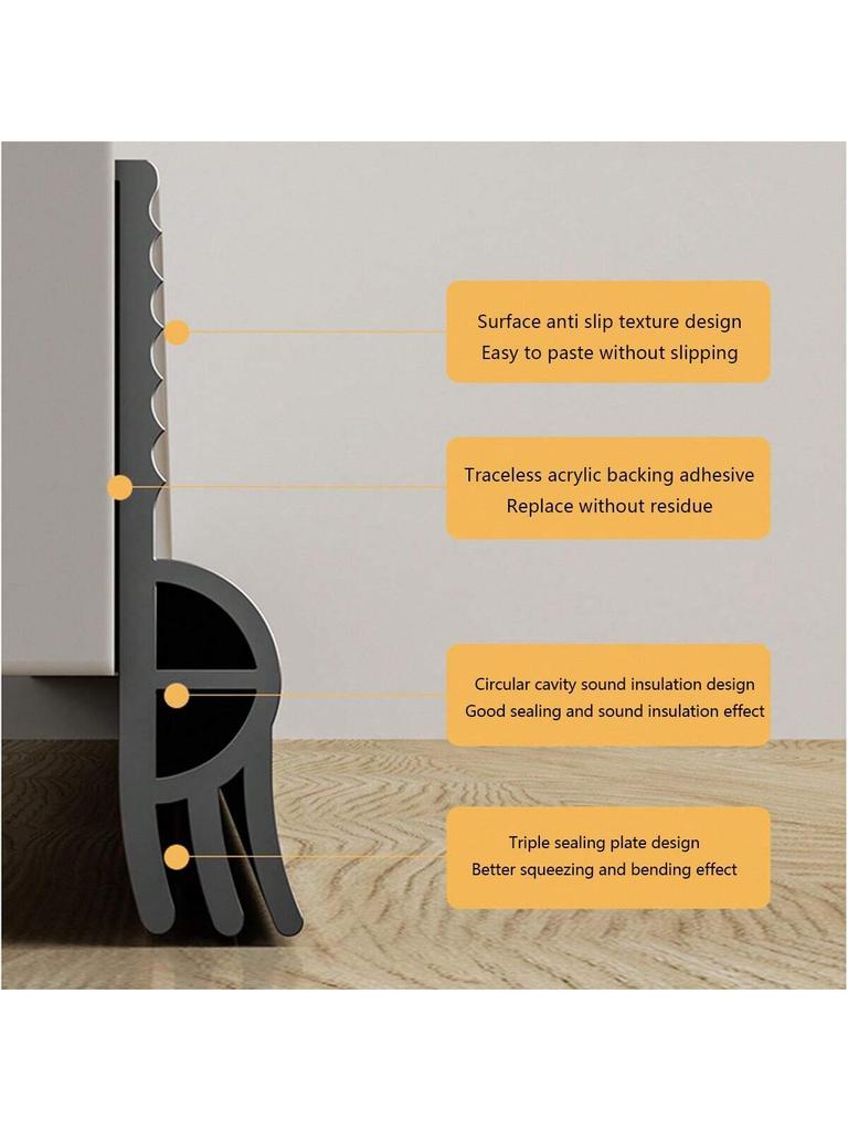 1m TPE Anti-Dust & Noise Reduction Door Bottom Seal, Triple Seal Design, Non-Slip Grooves, Windproof & Soundproof Door Draft