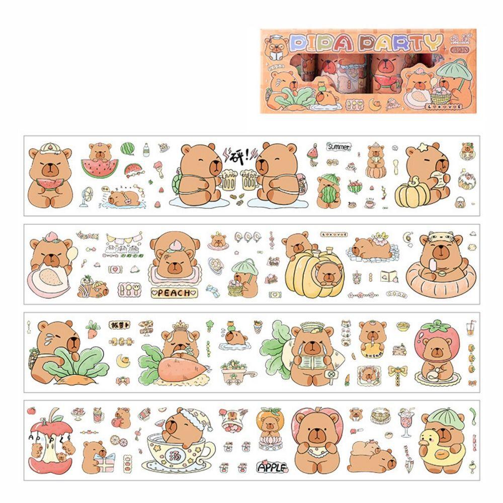 

4 Rolls Kawaii Cute Panda Stationery Stickers Lovely Decorative Tape Ledger Sticker Office Supply Capibara