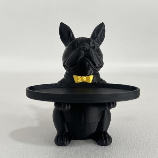 Französische Bulldogge Statue Tablett Organizer für Schlüssel Süßigkeiten Schmuck Ohrringe Moderne Kunst Esstisch Deko für Eingangsbereich Couchtisch Büro Schreibtisch