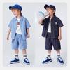 Minibala Boys' Cotton-Linen Denim Short-Sleeve & Shorts Set