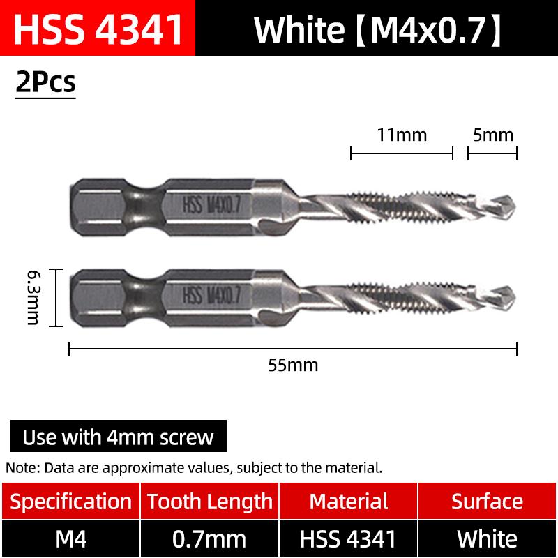 

Hex Screw Thread Metric Tap Drill Bits Set HSS Titanium Composite Countersink Drill Reamer Metal Tapping Chamfering Tool Kit