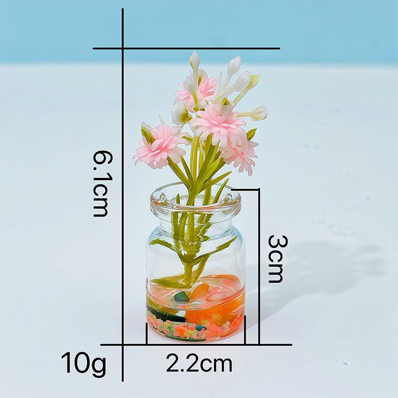 5Pcs Super Bright Luminous Vase Simulated Flowers Ins Style Creative Car Interior Center Console Desktop Glass Ornaments