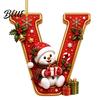 Weihnachtsdekoration für den Innenbereich Niedlicher Schneemann Buchstabe Weihnachtsbaumschmuck 2D Flach Personalisiert A-Z Alphabet Weihnachten Feier Zubehör Acryl Hängender Anhänger