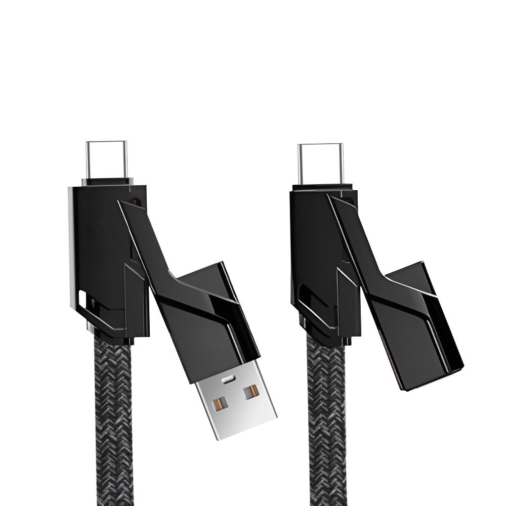 4 in 1 Usb C Data Cable Pd27w Super Quick Charger Usb Cable 65w Nylon Braided Type C Cable