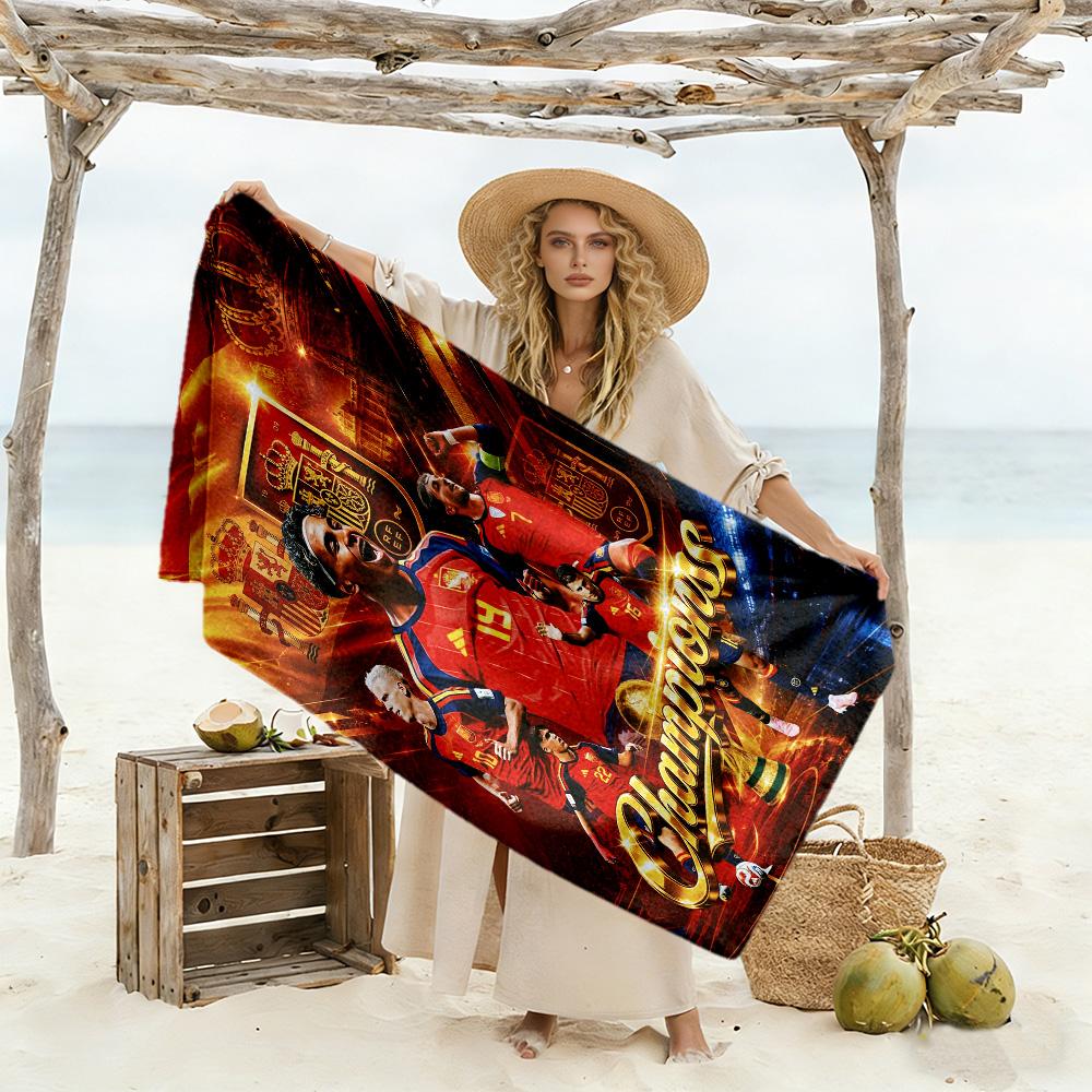 Lamine Yamal Spain Champions Celebration Beach Towel Quick-Dry Soft Microfiber Comfortable Lightweight