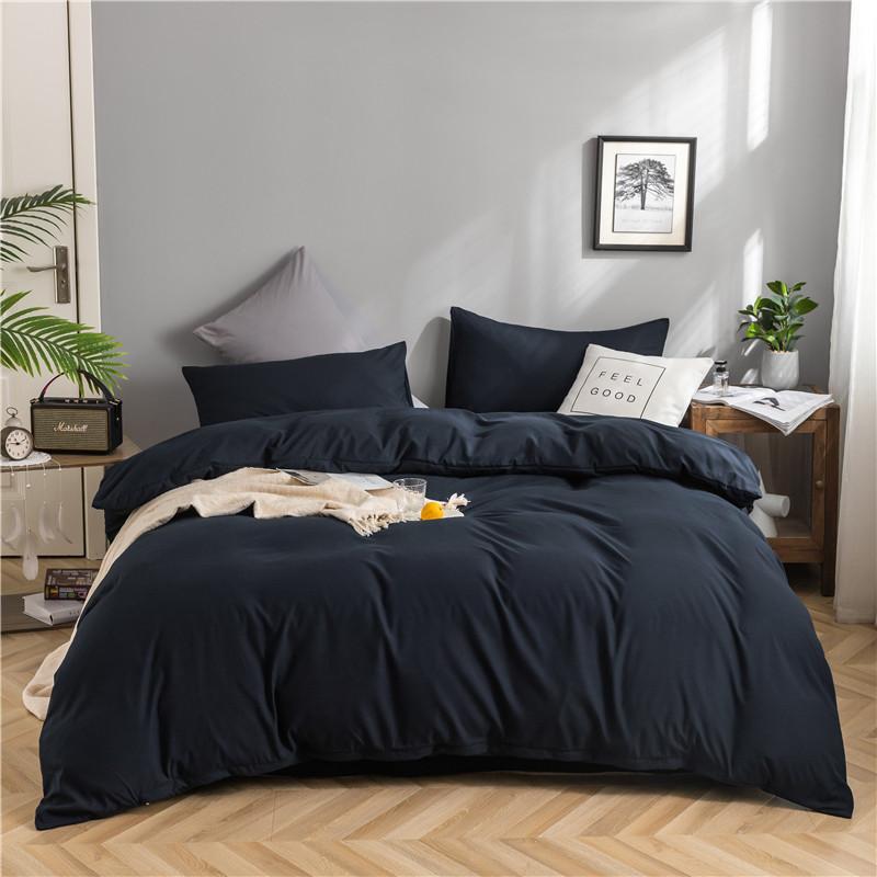 100% Cotton Bedding Set 3Pcs,Duvet Cover,Skin Friendly Breathable,2 Pillowcases,Twin Full Single Double Size,Solid Color