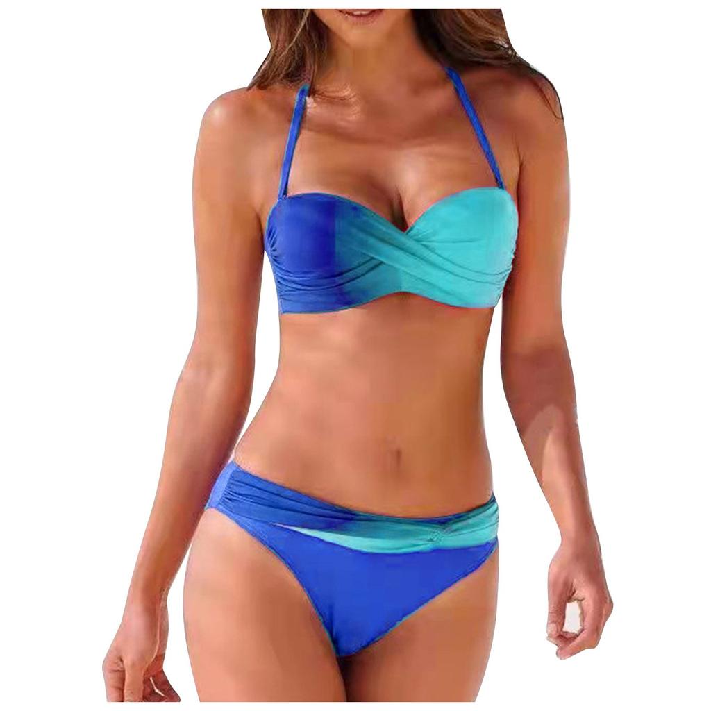 Ensemble de bikini imprimé pour femme Maillot de bain épissé Maillots de bain deux pièces pour femmes Vêtements de plage