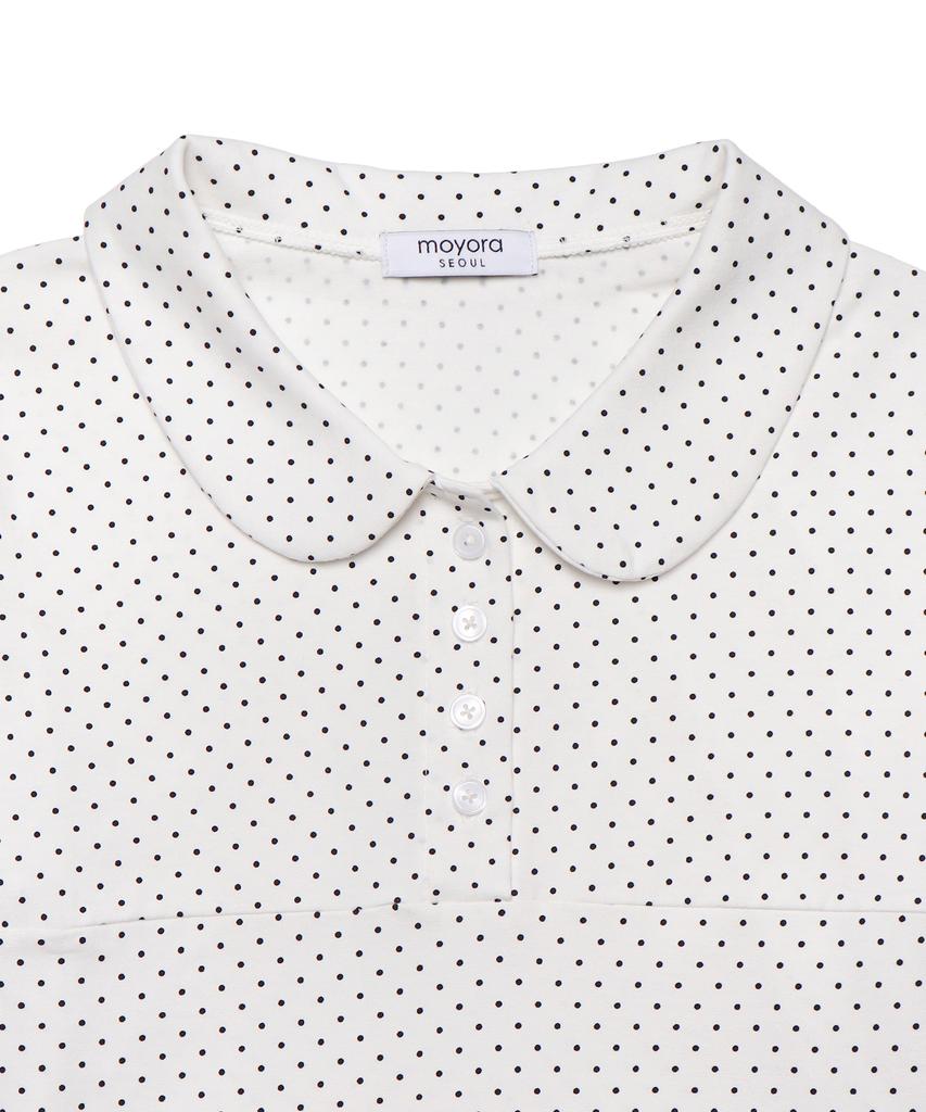 MOYORA Dot Frill Long Sleeve Shirt Blouse [White]
