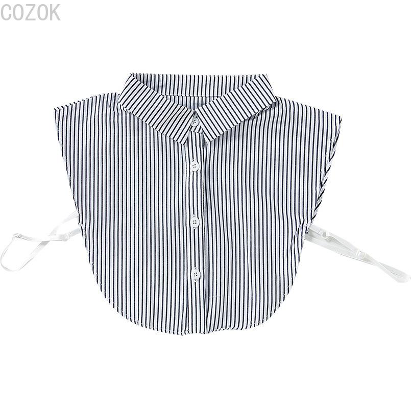 Women's Solid Colour Black White Vertical Small Flip Collar Versatile Shirt Jumper Jumper Fashion Lace False Collar Four Seasons