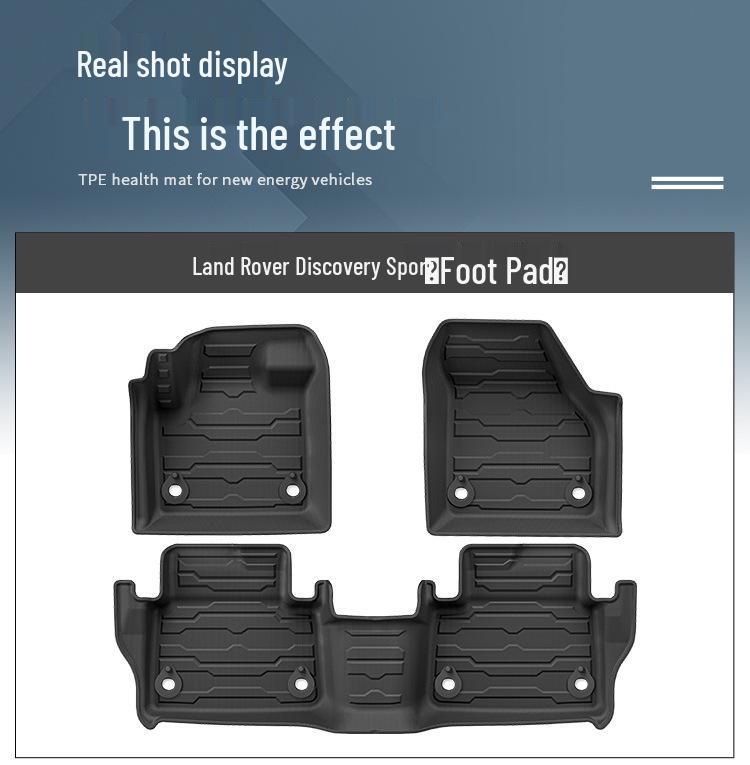 Eco-friendly TPE Floor Mats for Land Rover Discovery Sport (2018-2025), Including Trunk and Backrest Pads.