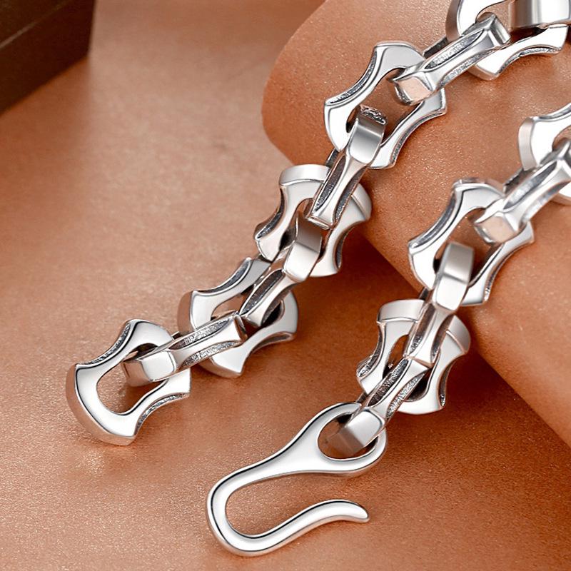Men's Silver-Plated Dragon Bone Punk Bracelet - Trendy, Bold, Retro Fashion Chain Bangle, Perfect Gift