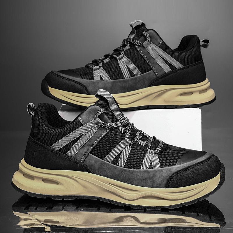 

2025 autumn new foreign trade live broadcast hot-selling leather men s shoes outdoor platform men s casual sports hiking shoes 44 чорний