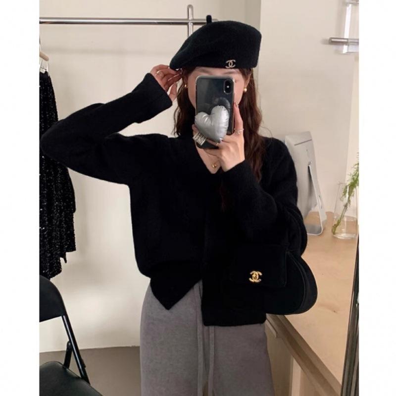 Temperament Bow Button Knitted Cardigan Women's Versatile Skinny Sweater Jacket Women's Top