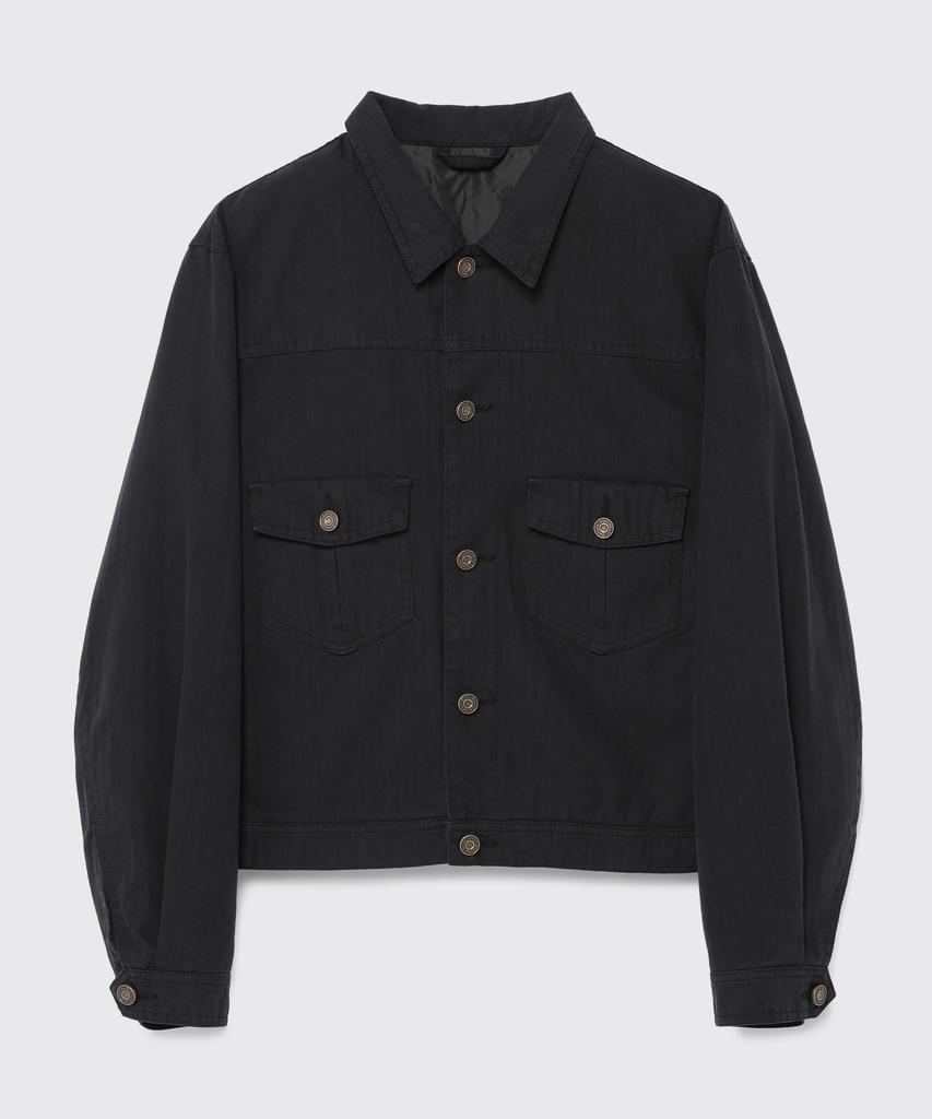 Eastserviceshop One-Wash Twill Lining Trucker Jacket - Black