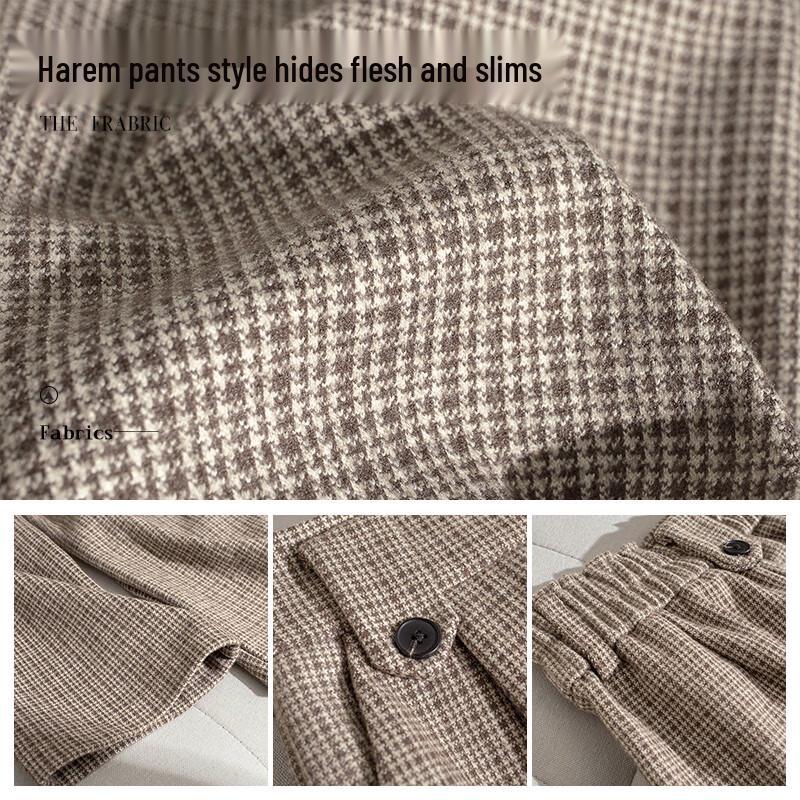 Sibaishe Women's Plaid High-Waist Harem Pants