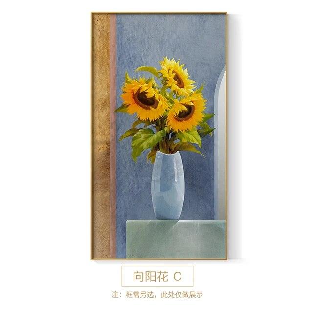 Flowers Canvas Painting Rose Sunflowers Poster Print Nordic Wall Freshing Picture for Living Room Dining Room Modern Home Decor