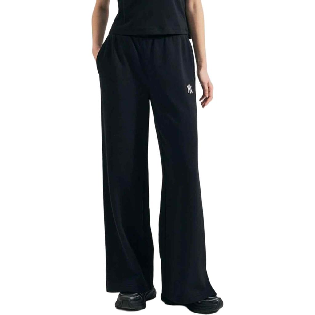 MLB SS24 New York Yankees Logo Pattern Drawstring Straight Leg Casual Pants Women bottoms Black 3FPTB0341-50BKS
