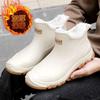 rain boots warm waterproof shoes shoes wear-resistant non-slip lightweight solid color large size boots rain shoes short tube casual waterproof