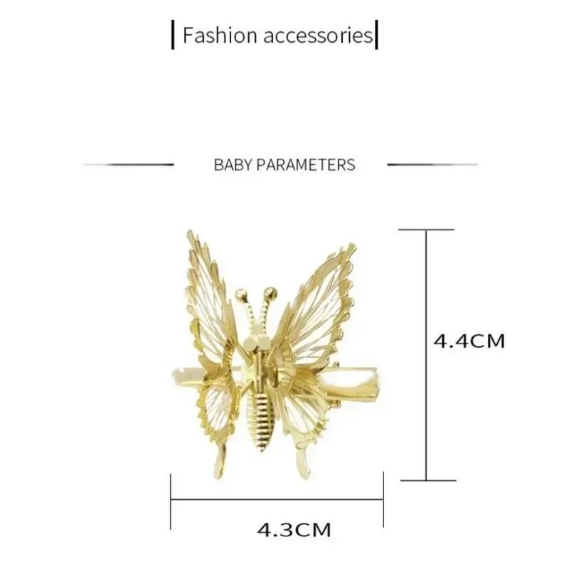 Luxury Butterfly Hair Clip Girl Side Top Clip Nostalgic Three-dimensional Metal Temperament Fairy Lovely Styling Tools Headwear