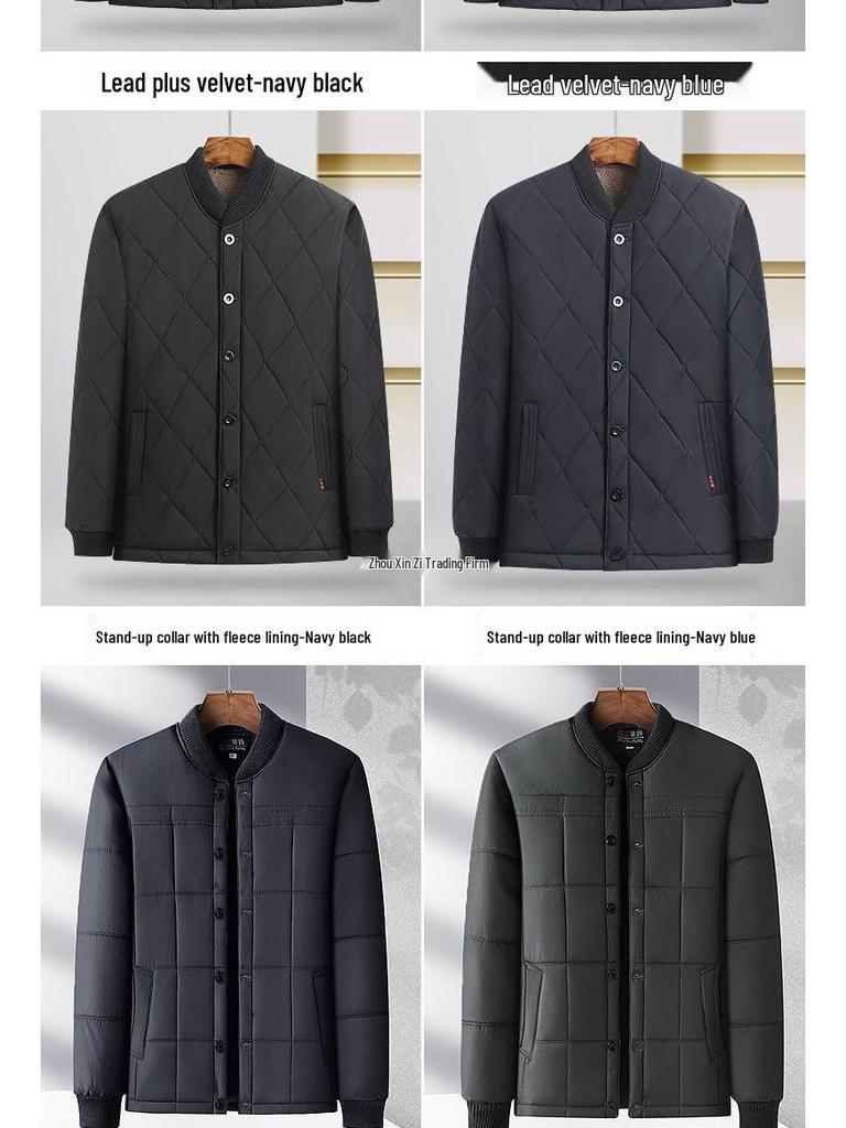 Men's Fleece-Lined Lambswool Coat - Warm, Loose-Fit Winter Jacket for Middle-Aged & Elderly