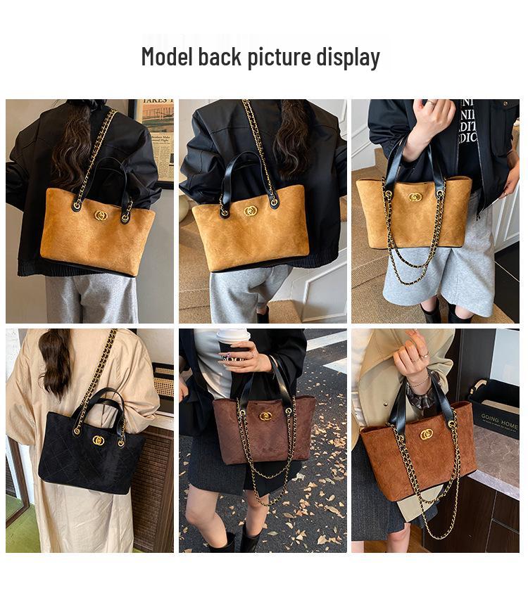 2025 Autumn Women's Large Capacity Retro Chain Tote - High-End Handheld Shoulder Bag