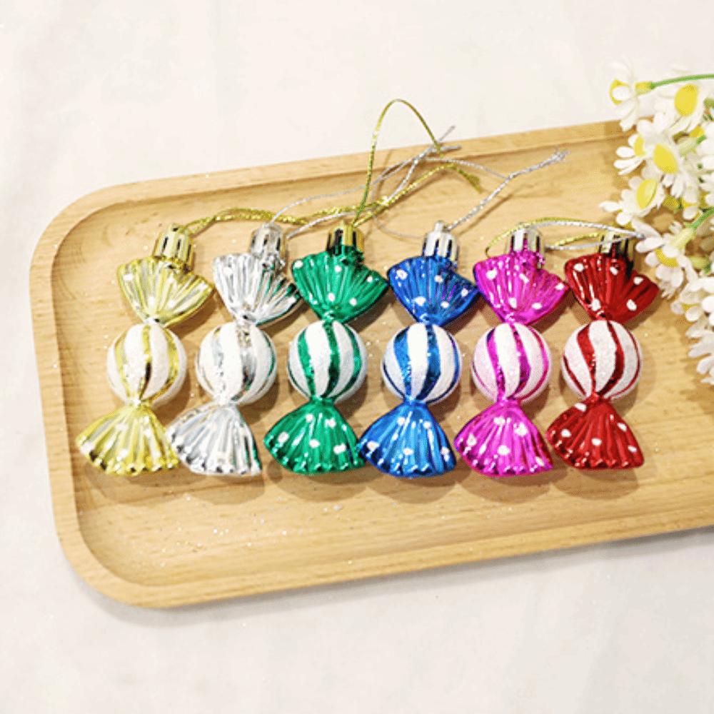 6Pcs Decorative Xmas Tree Hanging Decorations Multicolor Christmas Candy Pendants New Year