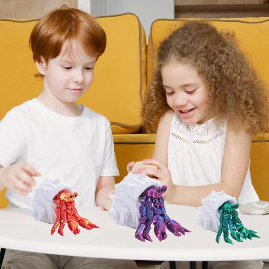 3D-gedruckte Einsiedlerkrebs-Figur mit beweglichen Gelenken, Krabben-Actionfigur, artikuliertes Tiermodell, Desktop-Dekoration, Ornament, Geschenk für Kinder und Erwachsene