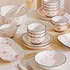 Nordic Ceramic Floral Underglaze Dinner Plates