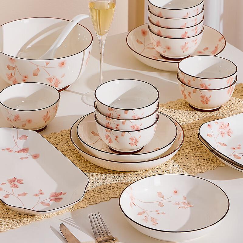 Nordic Ceramic Floral Underglaze Dinner Plates