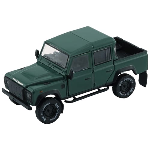 BM CREATIONS 1/64 Scale Land Rover Defender 110 Pickup 2016 Green RHD Finished Product